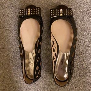 Michael Kors Black Leather Spiked Flats SZ 6.5
